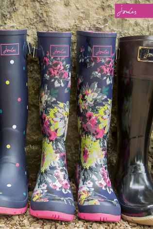 Joules Navy Floral Welly